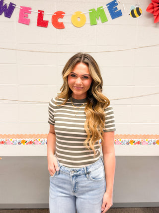 Brooklyn Stripe Top - Olive