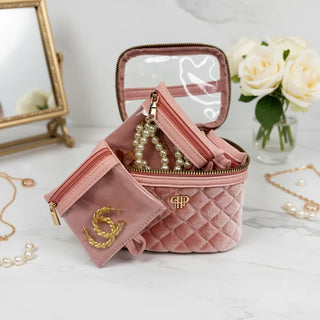 Pursen Getaway Jewelry Case - Blush Velvet Quilted