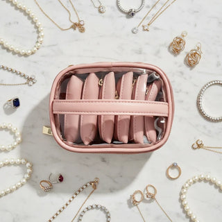 Pursen Getaway Jewelry Case - Blush Velvet Quilted