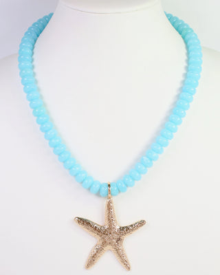Aster Beaded Starfish Necklace - Aqua