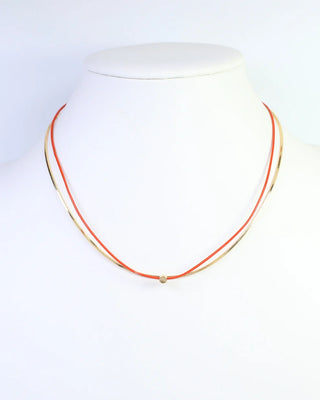 Paula Cord and Chain Layered Necklace - Orange