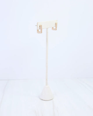 Midura Square Pearl Pave Hoop Earring - Cream