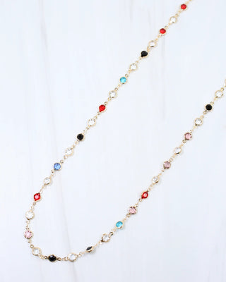 Arely Long Crystal Necklace - Multi Colored