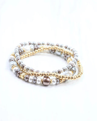 Devin Beaded Bracelet Set - Pewter