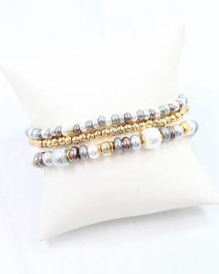 Devin Beaded Bracelet Set - Pewter
