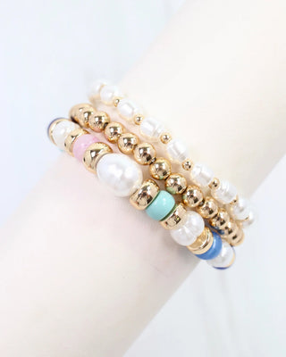 Bowie Bead and Pearl Bracelet Set - Multi