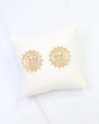 Carmen Coin Earring Elephant - Worn Gold