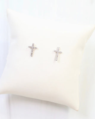 Colorado Cross and Crystal Stud Earring - Silver