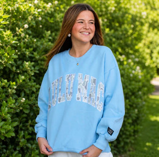 Lulu Mac Youth Sweatshirt - Light Blue and Pink Camo