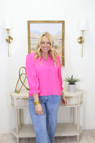 Lainey Ruffle Top - Bubble Gum