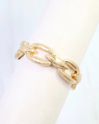 Lesley Link Stretch Bracelet - Worn Gold