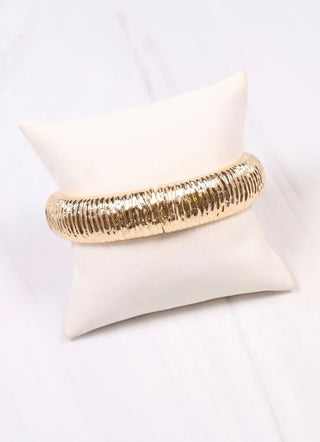 Danny Ribbed Stretch Bracelet - Gold