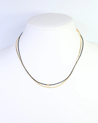 Paula Cord And Chain Necklace - Black