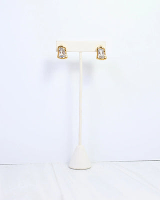Dana CZ Rectangular Stud Earring - WP Gold
