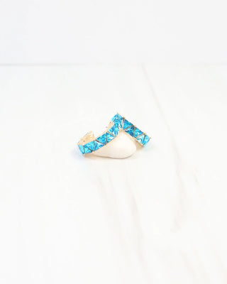 Rome Triangle Stone Hoop Earring - Blue