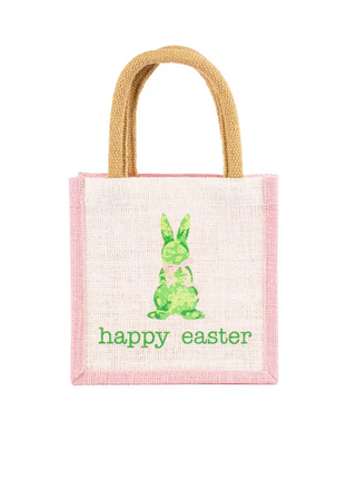Boxwood Bunny Petite Gift Tote Pink/Green/White 7x7x5