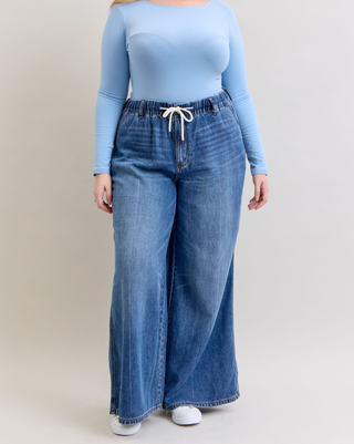 Judy Blue Palazzo Elastic Denim - Curvy