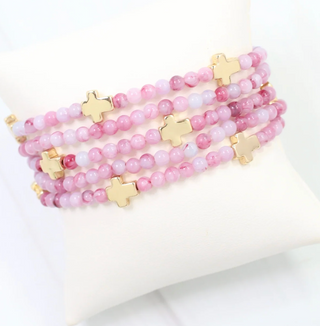 Flint Beaded Cross Stretch Bracelet Set