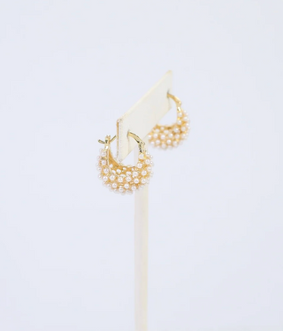 Roswell Pearl Cluster Hoop Earring