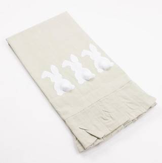 Bunny Ruffle Hand Towel - Oat/White