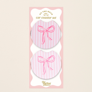 On The Road Car Coaster Set - Bow Pink