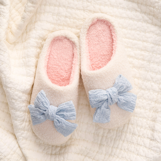 Betty Bow Slippers - Blue Bow