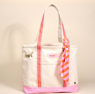 Pink Sicily Stripes Canvas Tote