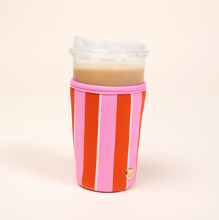 Sip Savvy Large Drink Sleeve - Pink Sicily Stripes
