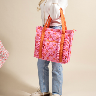 The Everyday Quilted Tote Bag - Poppin' Petals