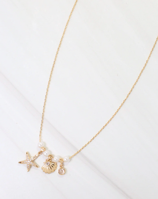 Whiteman Starfish and Shell Charm Necklace