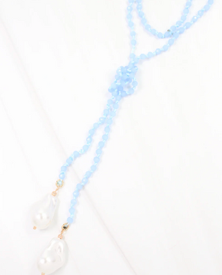 Niagara Falls Baroque Pearl Beaded Necklace - Blue