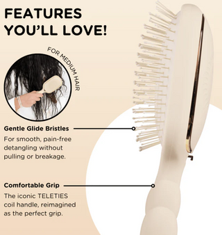 Teleties Detangler Hair Brush for Medium Hair - Tan