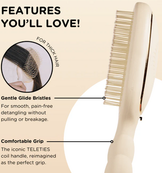 Teleties Detangler Hair Brush For Thick Hair - Tan