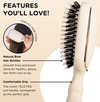 Teleties Boar Bristle Hair Brush - Tan