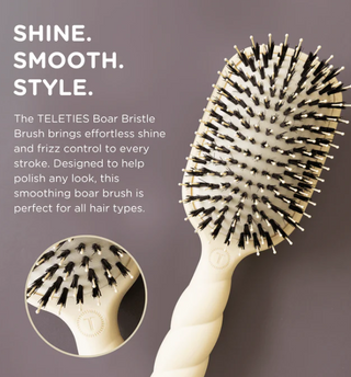 Teleties Boar Bristle Hair Brush - Tan