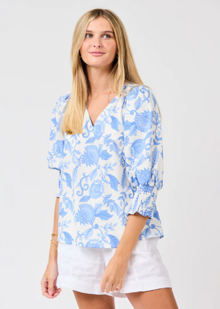Ashlyn Top - Porcelain Vines Blue