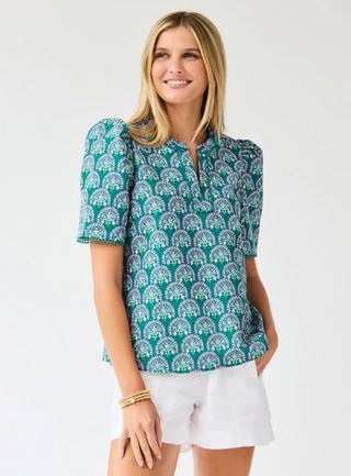 Adelyn Top - Sunshower Flora Ocean