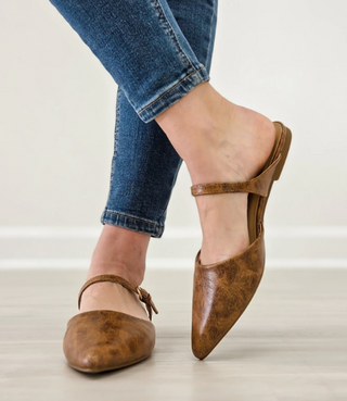 Corky's Wanna Grab Drinks Flats - Cognac Distressed