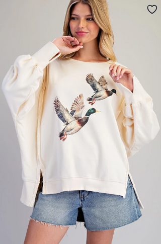 Stone Washed Duck Graphic Pullover