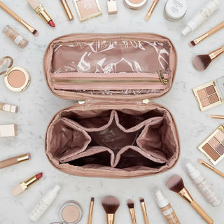 Train Case - Blush Velvet Quilted