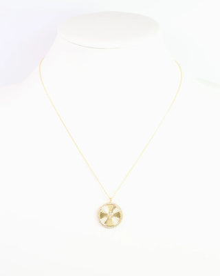 Etta CZ Cross Pendent Necklace - Worn Gold