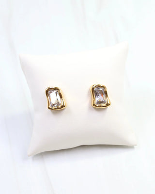 Dana CZ Rectangular Stud Earring - WP Gold