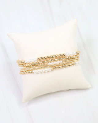 Bartlesville Pearl Beaded Bracelet Set - Gold