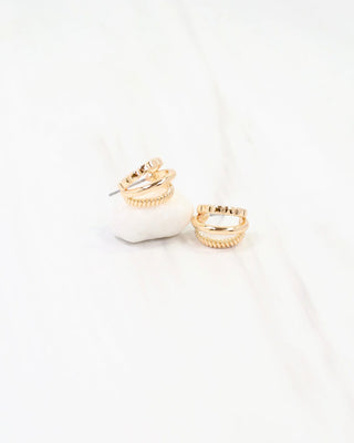 Keene Three Line Hoop Earring - Worn Gold