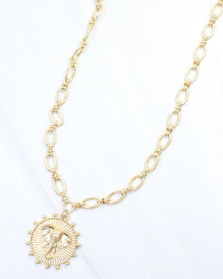 Carmen Coin Necklace Elephant - Worn Gold