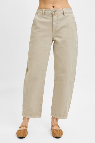 Risen Barrel Cuffed Pants - Almond