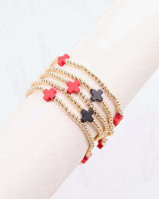 Brittany Cross Bracelet Set Red Black