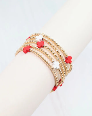 Brittany Cross Bracelet Set Red White