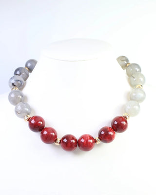 Talbot Beaded Necklace - Burgundy Gray