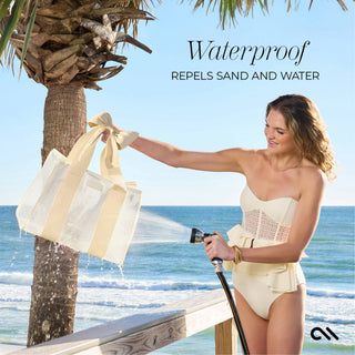 Case-Mate Ecru Raffia Bow Jelly Tote Bag